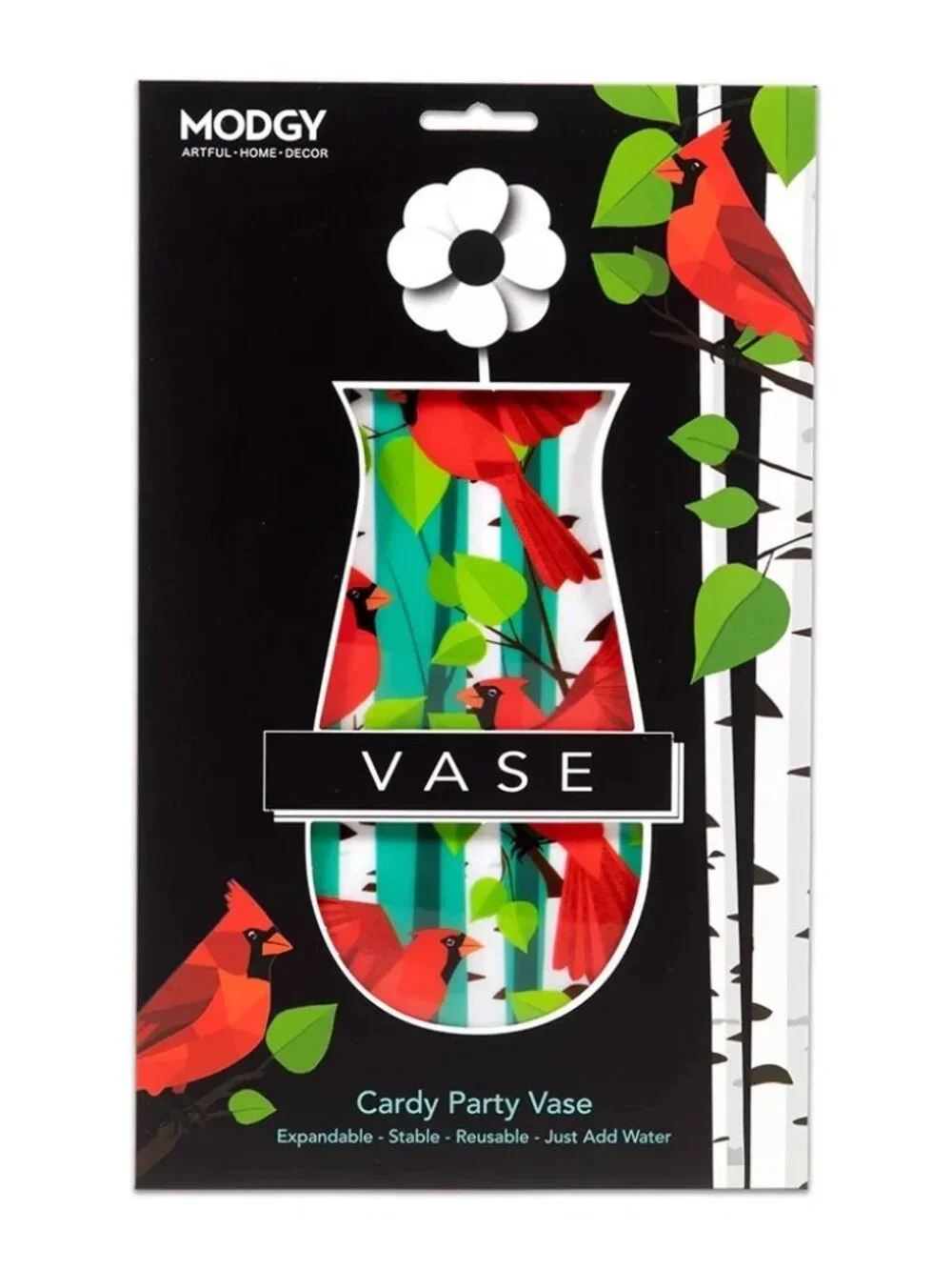 CardyParty (Cardinals) Lrg Decorative Vase By Modgy Made of BPA Free Plastic NIB